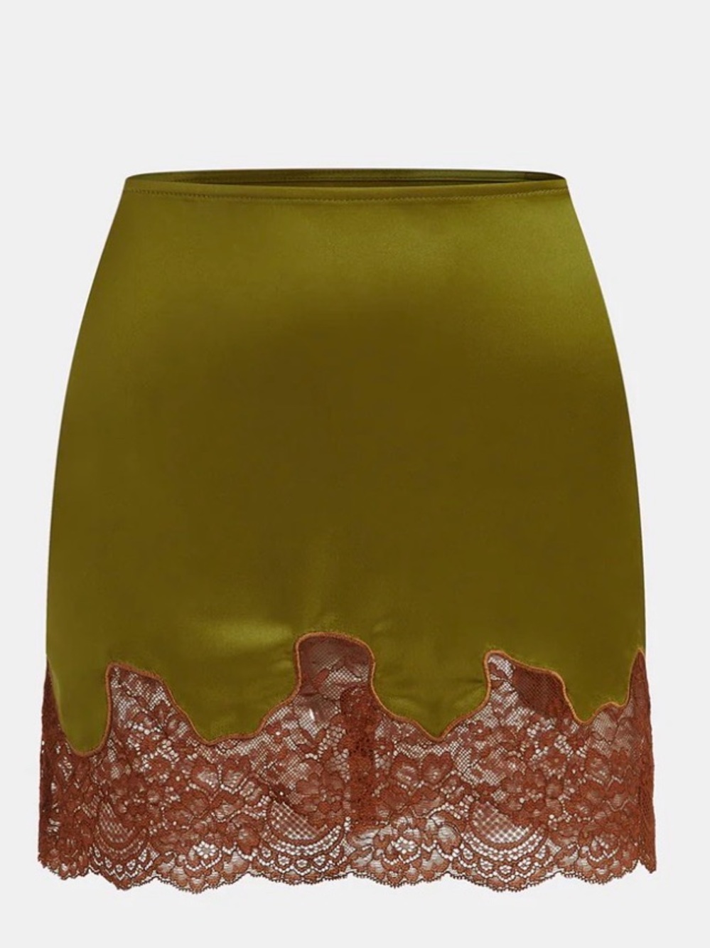 Lace Panel Satin Mini Skirt